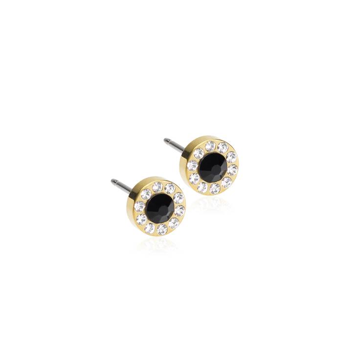 Golden Titanium Brilliance Halo 6 mm Crystal/black NEW Örhänge