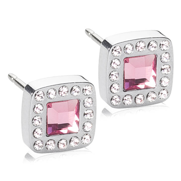 Silver Titanium Brilliance Cushion 8 mm Crystal/light rose Örhänge