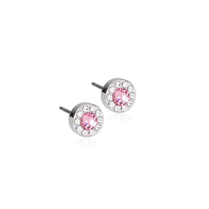 Silver Titanium Brilliance Halo 6 mm Crystal/light rose NEW Örhänge