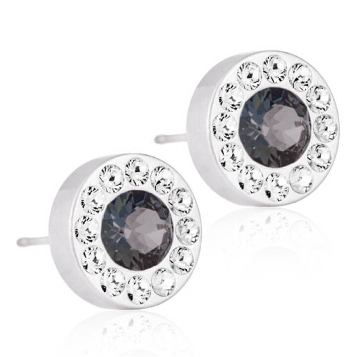 Silver Titanium Brilliance Halo 8 mm Crystal/black diamond Örhänge