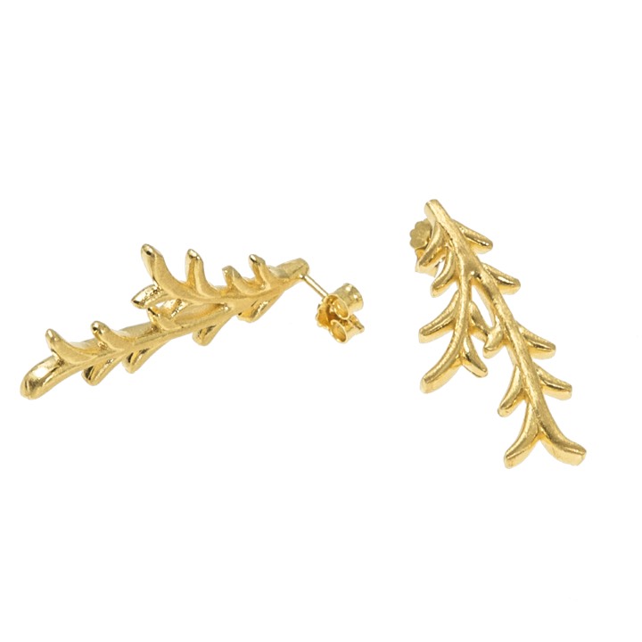Tree twig örhänge Guld i gruppen Örhängen / Guldörhängen hos SCANDINAVIAN JEWELRY DESIGN (1521421002)