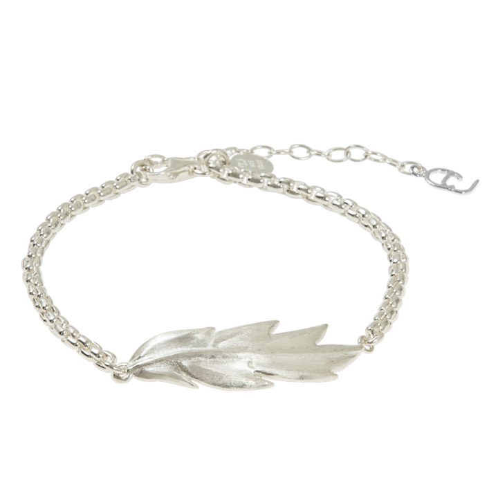Feather/Leaf chain brace armband Silver i gruppen Armband / Silverarmband hos SCANDINAVIAN JEWELRY DESIGN (1524311001)