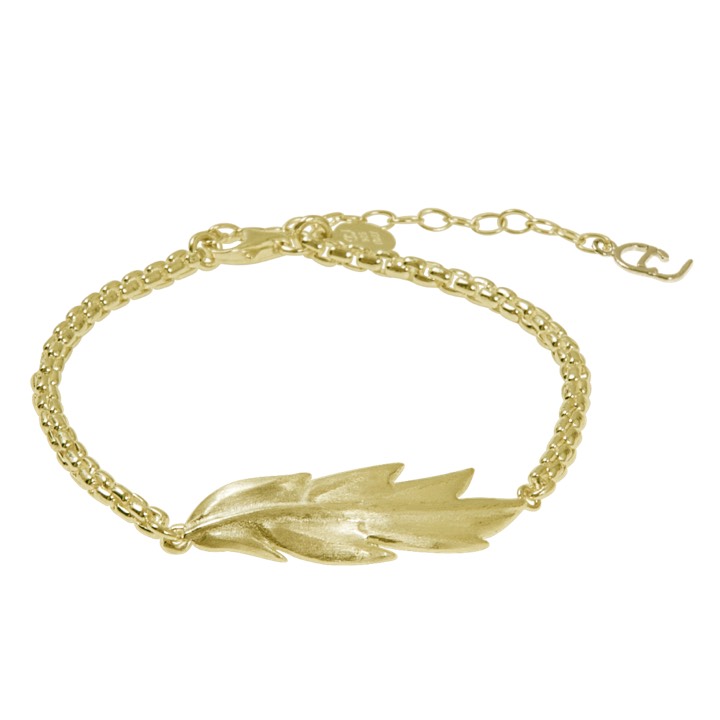 Feather/Leaf chain brace armband guld i gruppen Armband / Guldarmband hos SCANDINAVIAN JEWELRY DESIGN (1524321001)