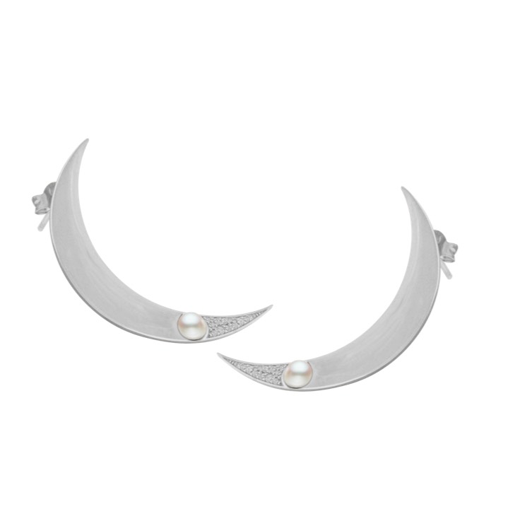 One moon örhänge Silver pair i gruppen Örhängen / Silverörhängen hos SCANDINAVIAN JEWELRY DESIGN (1639411001)