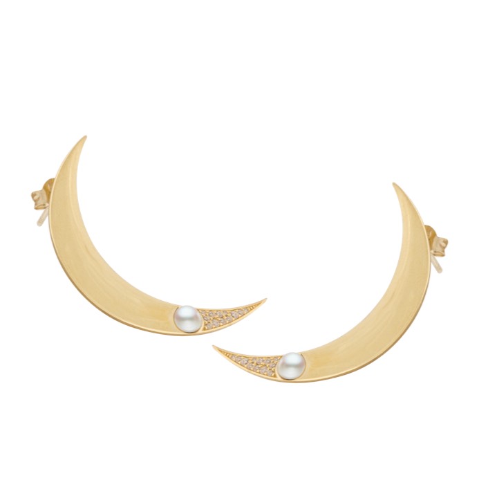 CU JEWELLERY One moon örhänge Guld pair