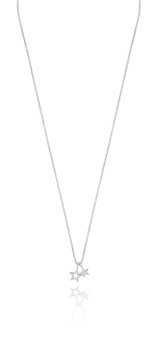 Double star pendant halsband Silver 42-47 cm i gruppen Halsband / Silverhalsband hos SCANDINAVIAN JEWELRY DESIGN (1712111001)