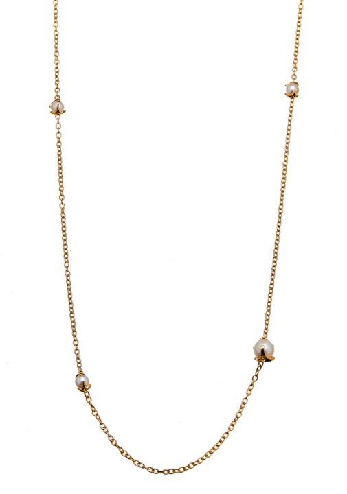 CU JEWELLERY Pearl long chain halsband Guld 90+5 cm