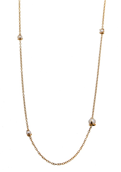 Pearl long chain halsband Guld 90+5 cm i gruppen Halsband / Guldhalsband hos SCANDINAVIAN JEWELRY DESIGN (1814222001)