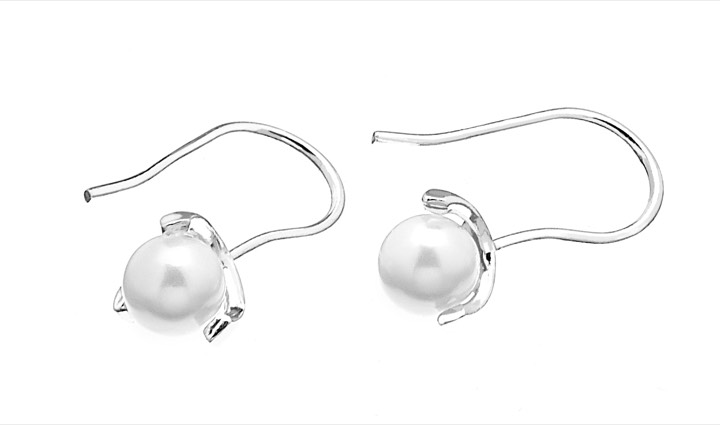 CU JEWELLERY Pearl long örhänge Silver