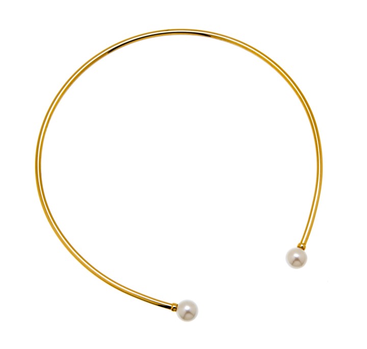 CU JEWELLERY Pearl bangle halsband flex Guld