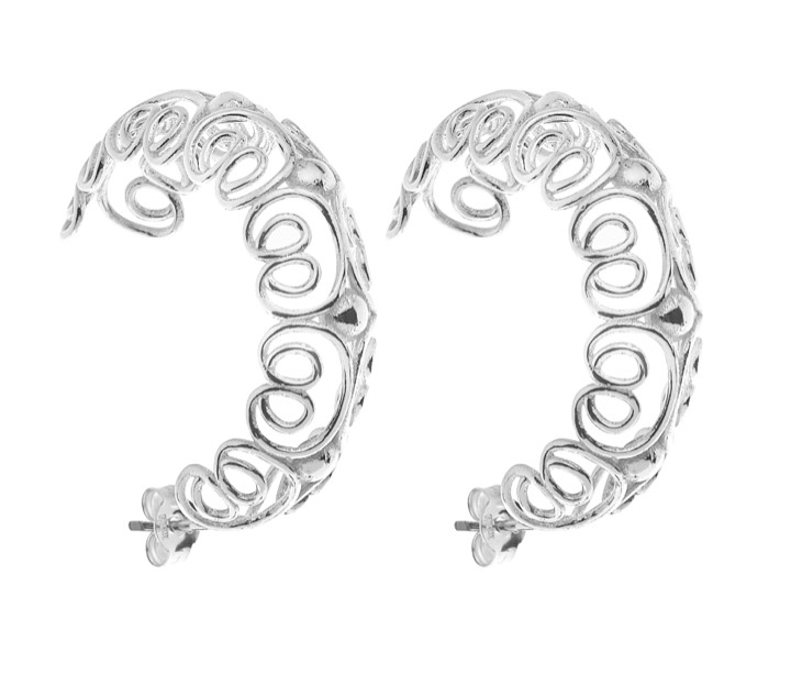 Pearl/vintage big hoop örhänge - Silver i gruppen Örhängen / Pärlörhängen hos SCANDINAVIAN JEWELRY DESIGN (1825470001)