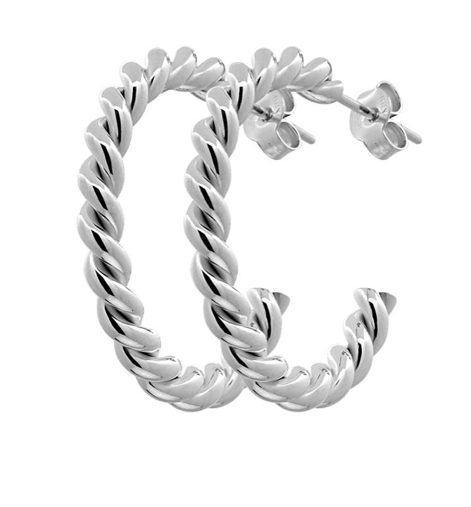 CU JEWELLERY Two twinned Hoop örhänge – Silver