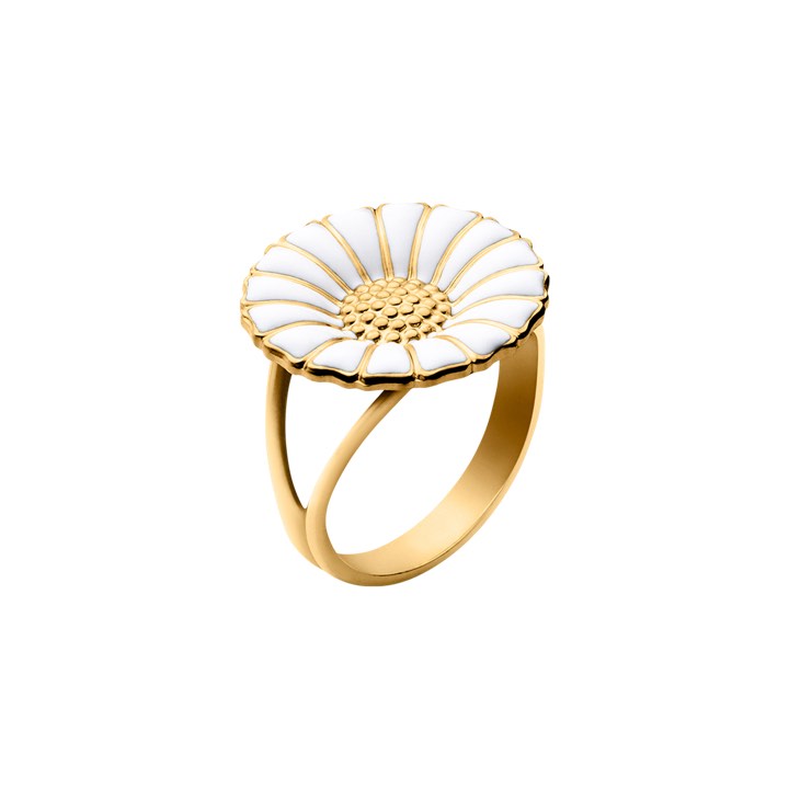 DAISY Ring WHITE ENAMEL 18 mm (Guld) i gruppen Ringar / Guldringar hos SCANDINAVIAN JEWELRY DESIGN (20000313)