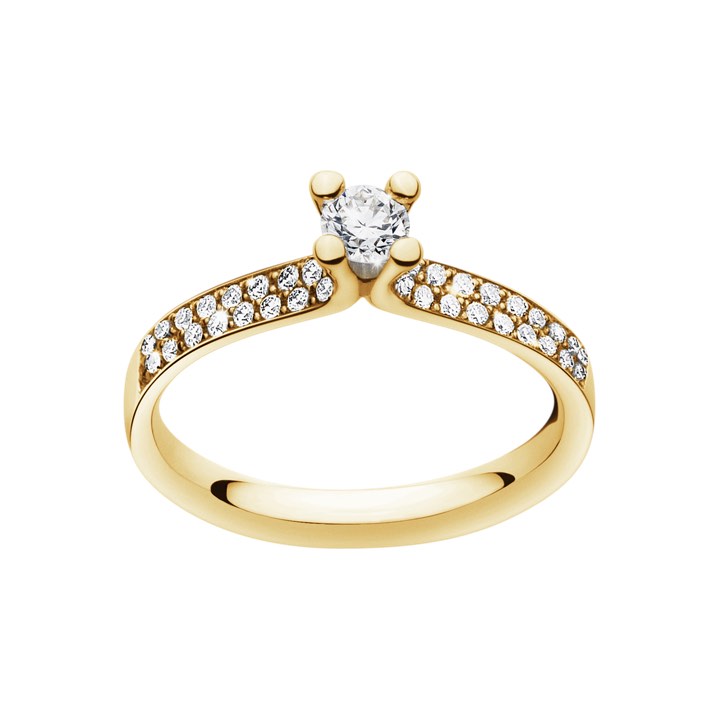 MAGIC SOLITAIRE RING guld DIAMOND PAVÉ 0.33CT 48