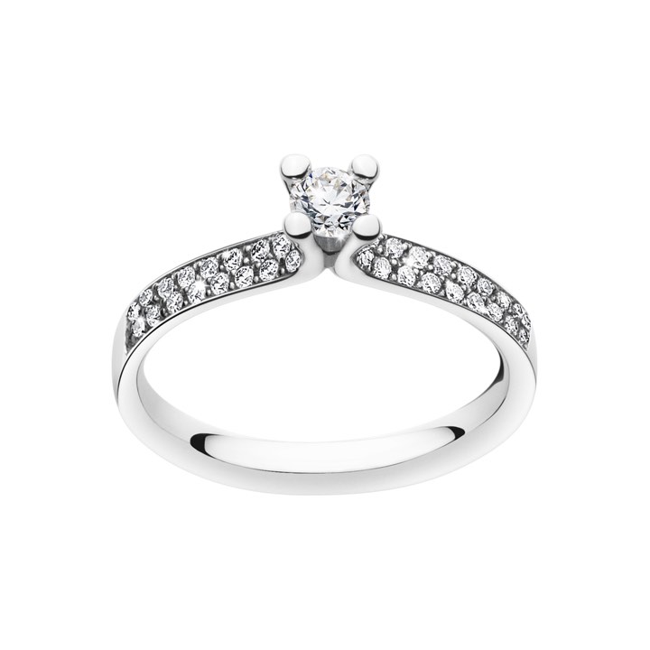 MAGIC SOLITAIRE RING vitguld DIAMOND PAVÉ 0.33CT 47