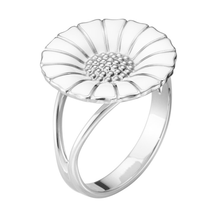 DAISY Ring WHITE ENAMEL 18 mm Silver i gruppen Ringar / Silverringar hos SCANDINAVIAN JEWELRY DESIGN (20000903)