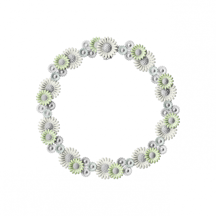 Georg Jensen DAISY Halsband (Silver) GREEN ENAMEL SM