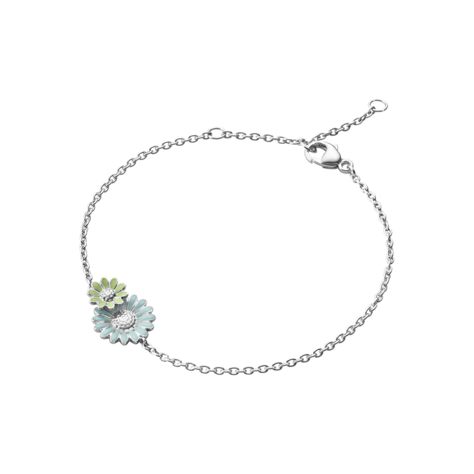 DAISY LAYERED Armband (Silver) BLUE GREEN ENAMEL