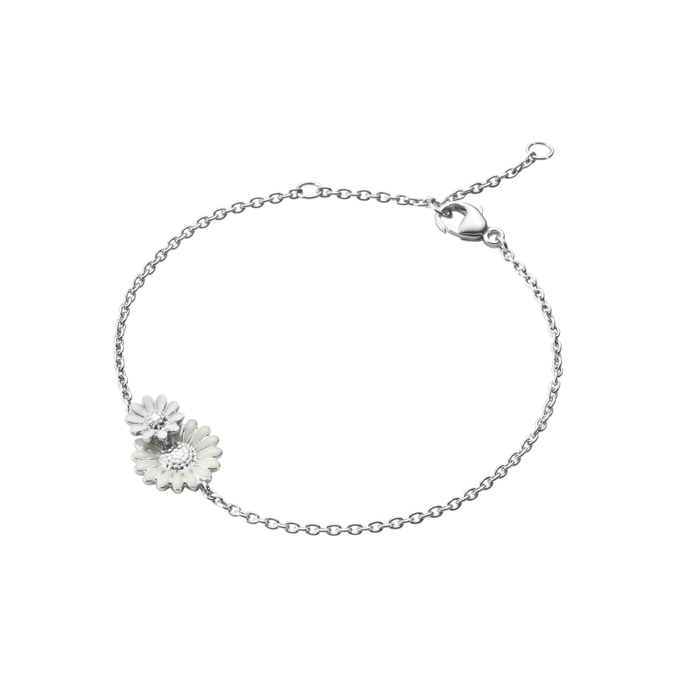 DAISY LAYERED Armband (Silver) WHITE ENAMEL