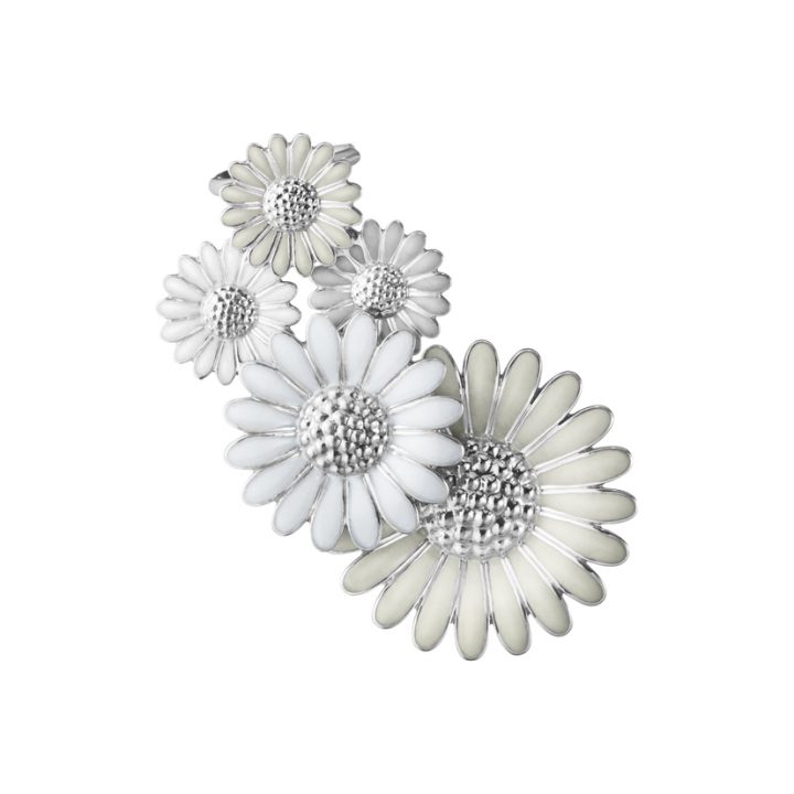 DAISY LARGE EAR CUFF (Silver) WHITE ENAMEL Vänster