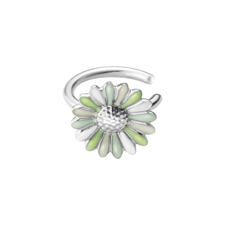 DAISY SMALL EAR CUFF (Silver) GREEN ENAMEL