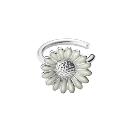 DAISY SMALL EAR CUFF (Silver) WHITE ENAMEL