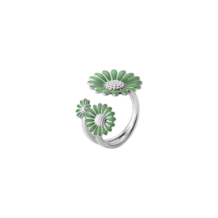 DAISY FLOWER RING SILVER VIVID GREEN ENAMEL 55