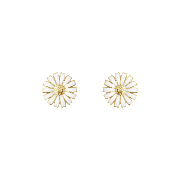 DAISY Örhänge Silver guldpläterad WHITE ENAMEL 11 MM i gruppen Örhängen / Guldörhängen hos SCANDINAVIAN JEWELRY DESIGN (20001720)