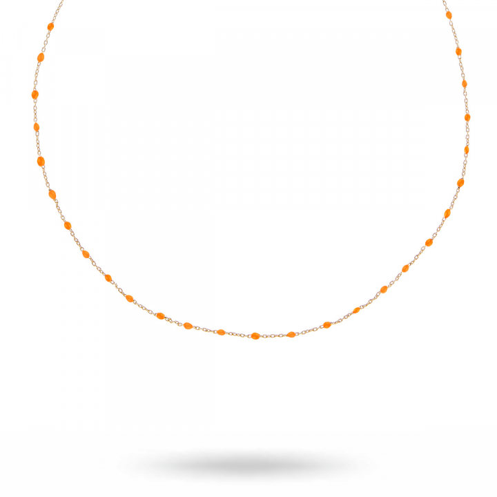 Beaded Halsband Silver Orange 40-45 cm i gruppen Halsband / Silverhalsband hos SCANDINAVIAN JEWELRY DESIGN (2014123004)