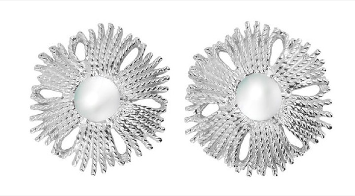 Gatsby big Pearl örhänge Silver i gruppen Örhängen / Pärlörhängen hos SCANDINAVIAN JEWELRY DESIGN (2154710001)