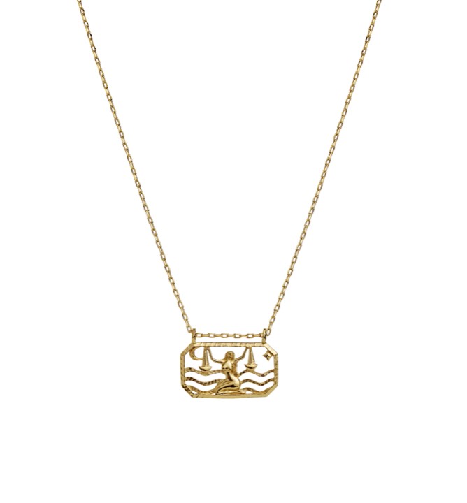 Zodiac vågen halsband (guld) 45 cm i gruppen Halsband / Guldhalsband hos SCANDINAVIAN JEWELRY DESIGN (2577a)