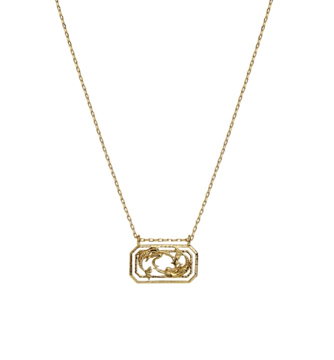 Zodiac fiskarna halsband (guld) 45 cm i gruppen Halsband / Guldhalsband hos SCANDINAVIAN JEWELRY DESIGN (2581a)