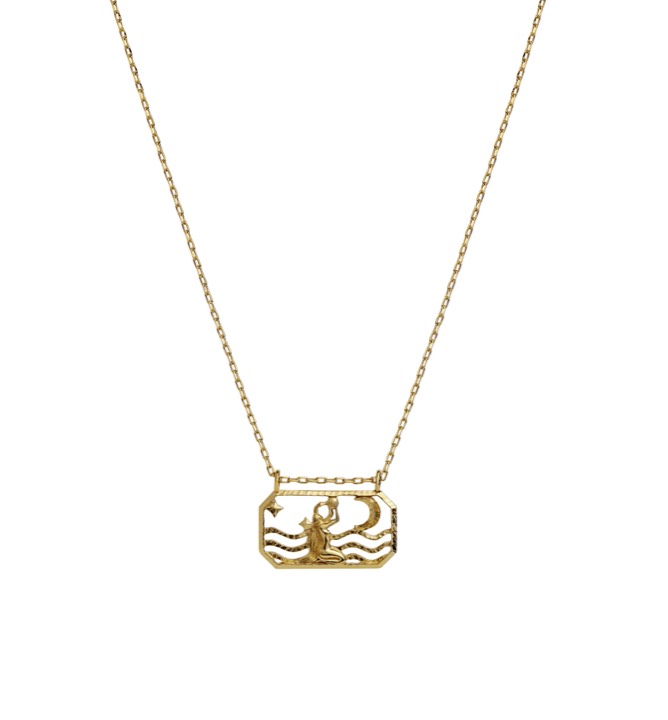 Zodiac vattumannen halsband (guld) 45 cm i gruppen Halsband / Guldhalsband hos SCANDINAVIAN JEWELRY DESIGN (2584a)