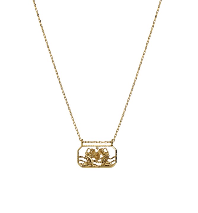 Zodiac tvillingarna halsband (guld) 45 cm
