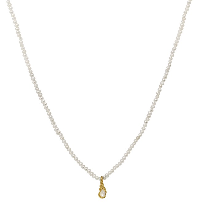 Aqua halsband pärlor 41 cm i gruppen Halsband / Guldhalsband hos SCANDINAVIAN JEWELRY DESIGN (2596a)