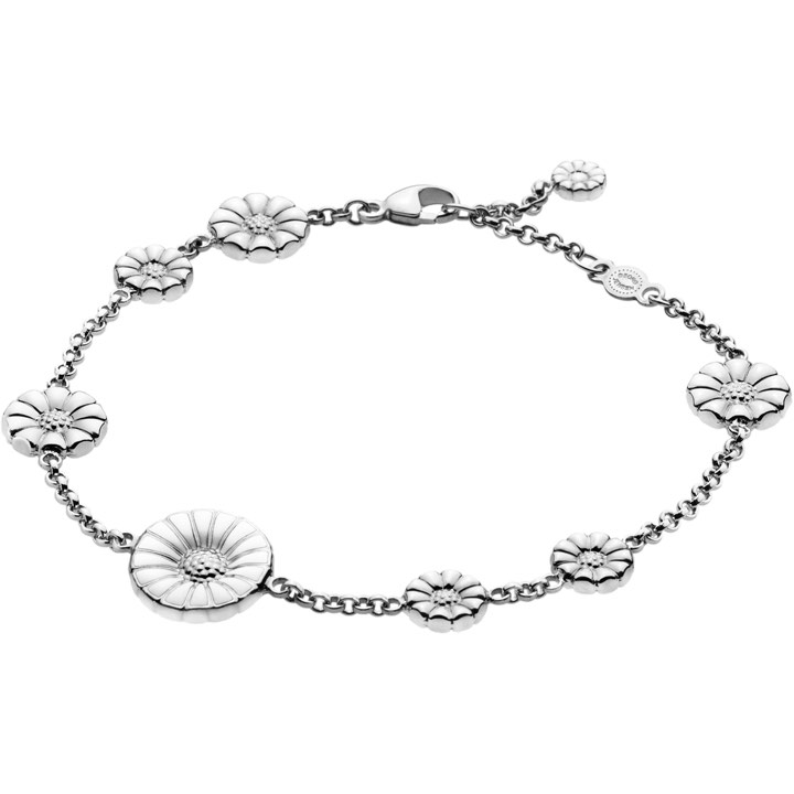 DAISY Armband Silver RH WHITE ENAMEL 18.5 cm