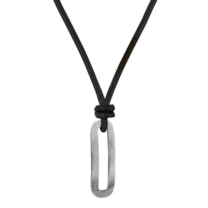 BENJAMIN Leather halsband Stål i gruppen Halsband / Silverhalsband hos SCANDINAVIAN JEWELRY DESIGN (364666)