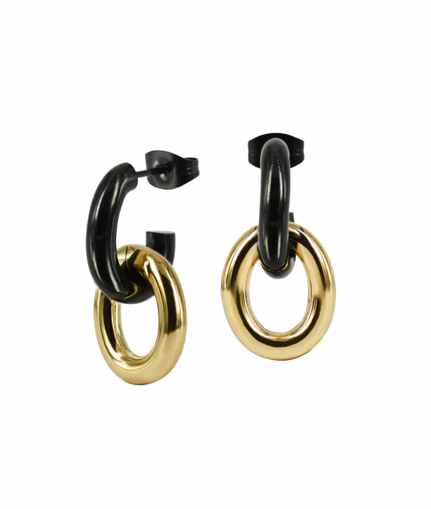 RUBY Örhänge Svart/Guld i gruppen Örhängen / Guldörhängen hos SCANDINAVIAN JEWELRY DESIGN (373101)
