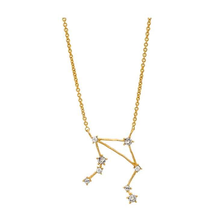 Libra (Vågen) star sign halsband - Crystal (guld) i gruppen Halsband / Guldhalsband hos SCANDINAVIAN JEWELRY DESIGN (43003)