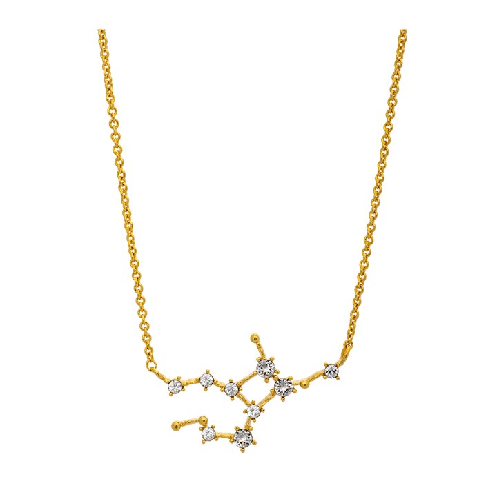 Virgo (Jungfrun) star sign halsband – Crystal (guld)