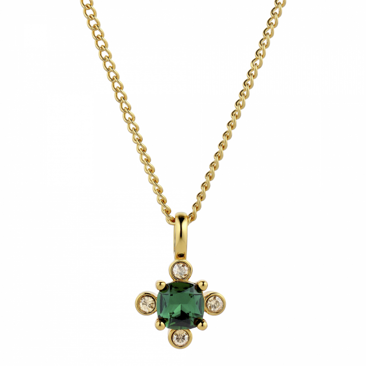 RIMINI Guld EMERALD GREEN Halsband i gruppen Halsband / Guldhalsband hos SCANDINAVIAN JEWELRY DESIGN (430116)