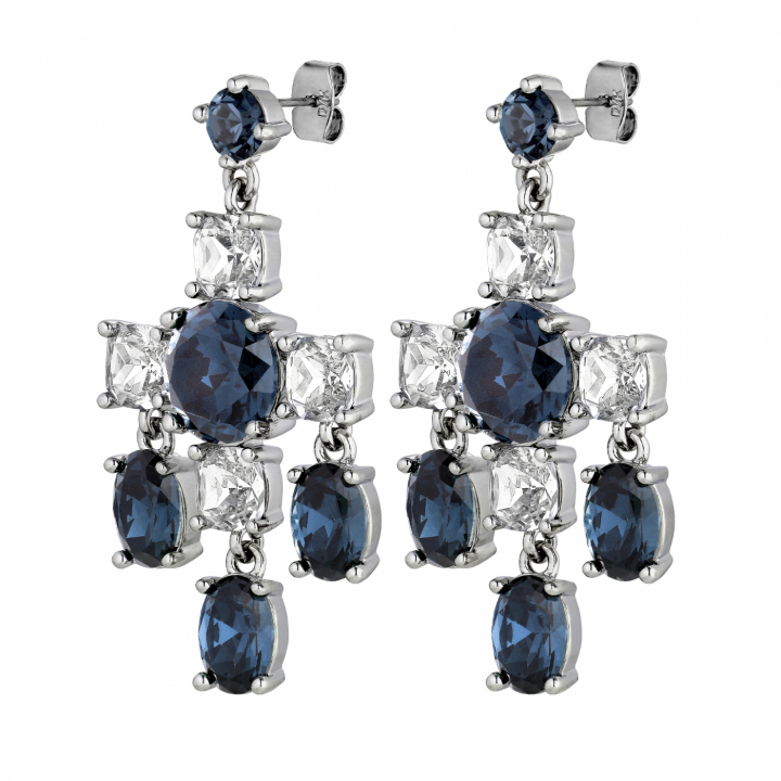 LEONORA Silver ROYAL BLUE / CRYSTAL Örhänge