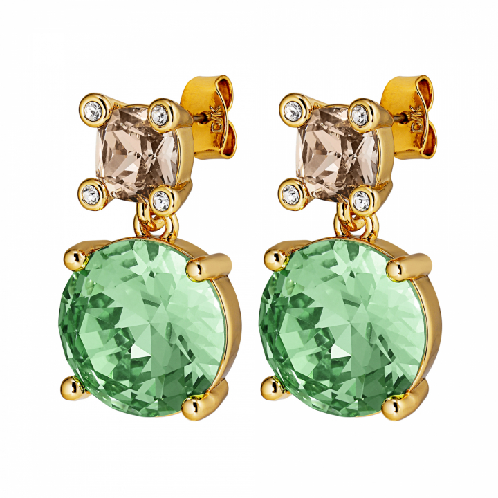 NICOLA Guld LIGHT GREEN/GOLDEN i gruppen Örhängen / Guldörhängen hos SCANDINAVIAN JEWELRY DESIGN (440012)