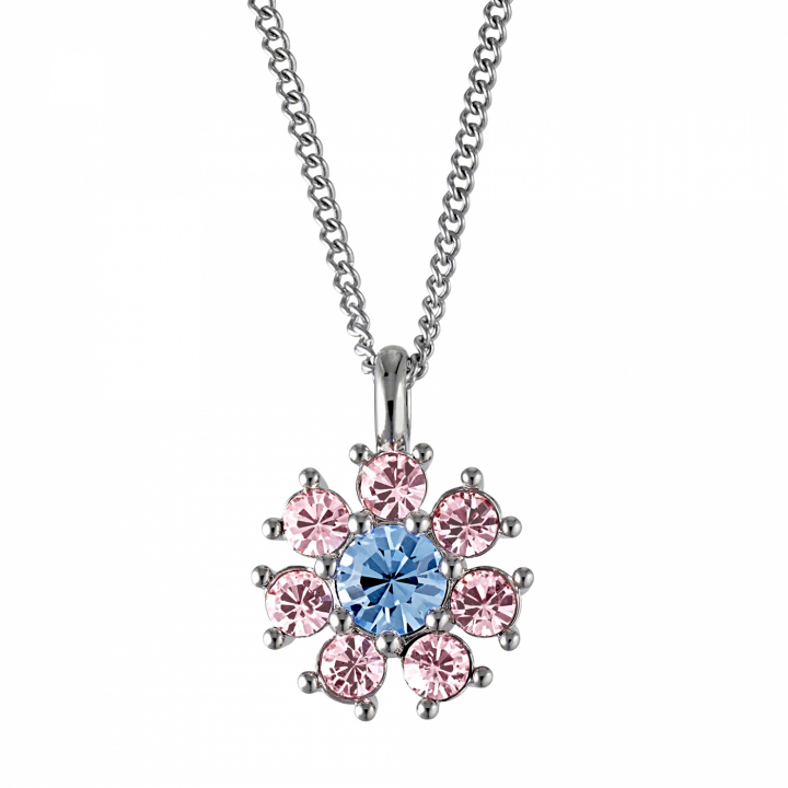 DELISE Silver L.BLUE/ROSE i gruppen Halsband hos SCANDINAVIAN JEWELRY DESIGN (440032)