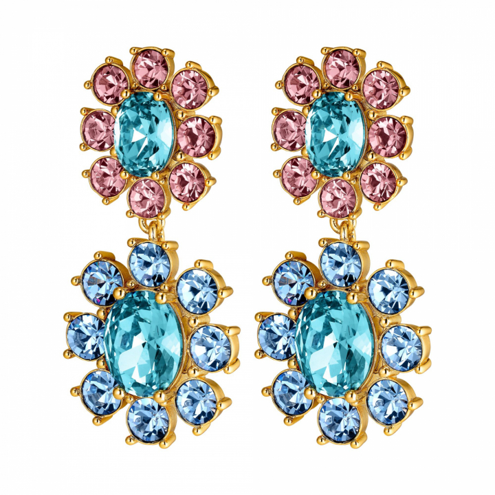LINA Guld LIGHT BLUE/ROSE i gruppen Örhängen / Guldörhängen hos SCANDINAVIAN JEWELRY DESIGN (440062)