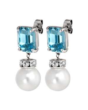 WALI SS AQUA - WHITE PEARL Örhängen Silver i gruppen Örhängen / Pärlörhängen hos SCANDINAVIAN JEWELRY DESIGN (460020)