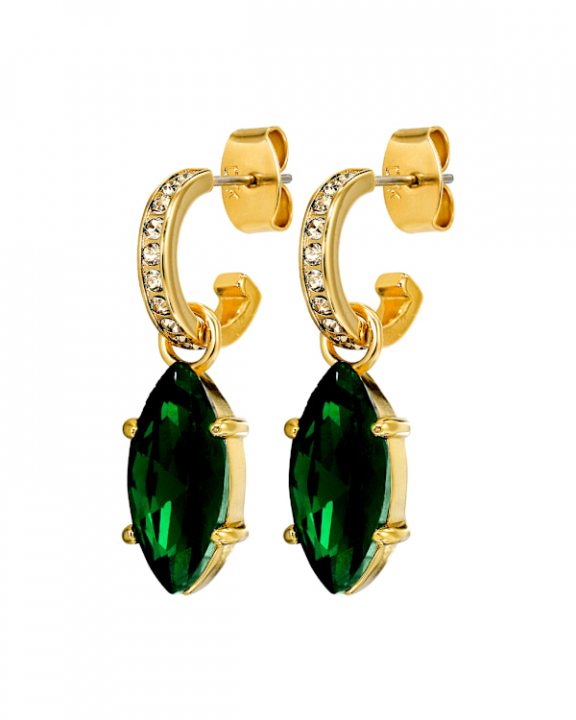 JUNIPE EMERALD GREEN Örhängen Guld i gruppen Örhängen / Guldörhängen hos SCANDINAVIAN JEWELRY DESIGN (470002)