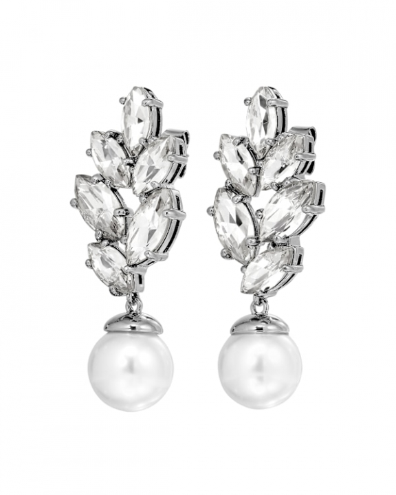 BALETE CRYSTAL-WHITE PEARL Örhängen Silver i gruppen Örhängen / Pärlörhängen hos SCANDINAVIAN JEWELRY DESIGN (470028)