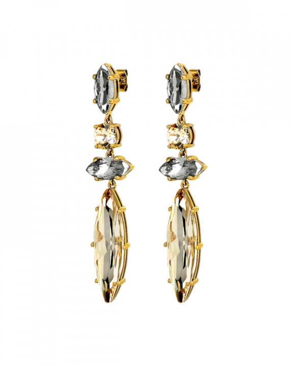 TENERE GOLDEN-GREY Örhängen Guld i gruppen Örhängen / Guldörhängen hos SCANDINAVIAN JEWELRY DESIGN (470030)