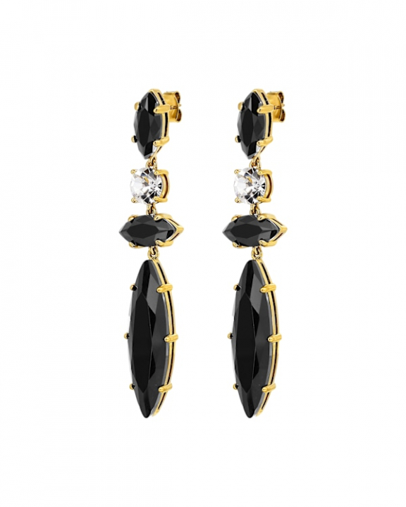 TENERE BLACK CRYSTAL Örhängen Guld i gruppen Örhängen / Guldörhängen hos SCANDINAVIAN JEWELRY DESIGN (470031)